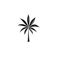 Stylized flat black palm tree icon for design and graphic use, conveying tropical themes and nature aesthetics