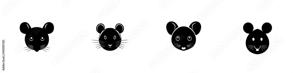 Poster cute black mouse icons designed for a playful and whimsical theme in graphics or illustrations suita
