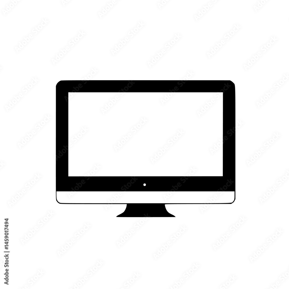 Poster minimalist flat black monitor icon representing modern technology and digital communication in a sim