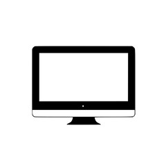 Minimalist flat black monitor icon representing modern technology and digital communication in a simple design