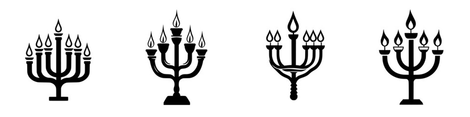 Multiple flat black chandelier icons depicting various styles and designs for elegant interior decoration concepts