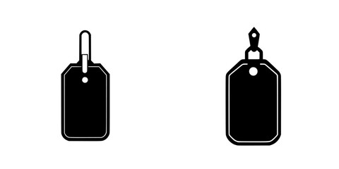 Flat black icons of two distinct tag designs suitable for various applications and settings