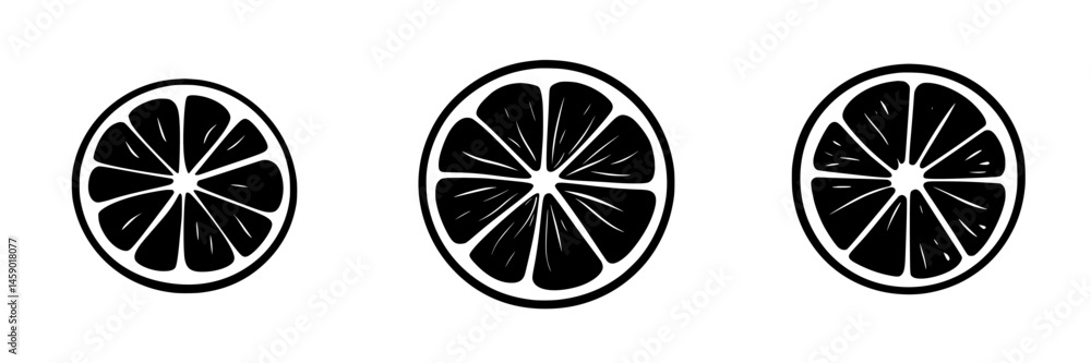 Poster vector illustration of flat black lime slices in different orientations for design use