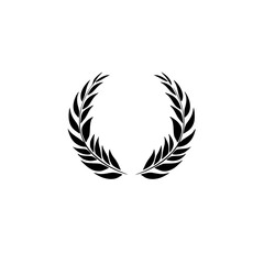Symbol of victory displayed with a flat black icon featuring laurel leaves, commonly used in awards and achievements across various contexts
