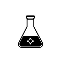 Icon representing a laboratory flask designed in a flat black style for educational and scientific purposes