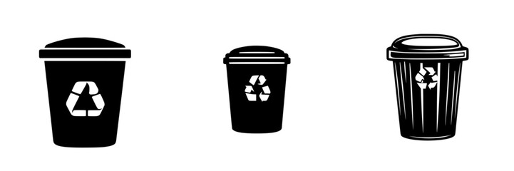 Recycling icons representing waste management and environmental awareness in urban settings