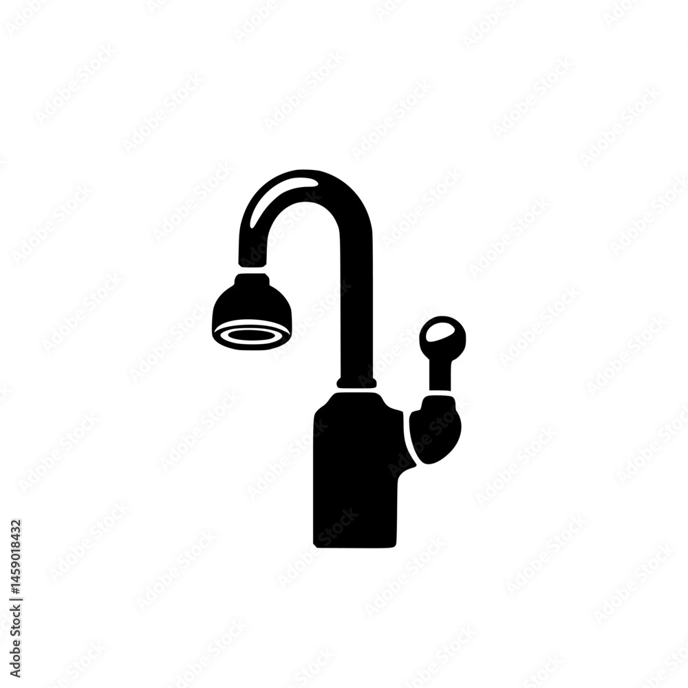 Aufkleber black icon representing a kitchen faucet in simple flat design suitable for modern applications and 