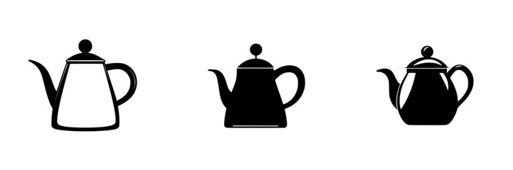 Various black teapot icons showcasing different styles in a simple and elegant design