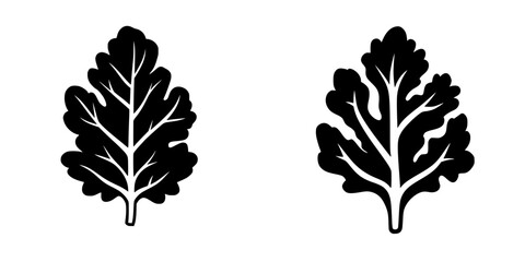 Obraz premium Flat black icon representing two types of leaves suitable for design and illustration projects