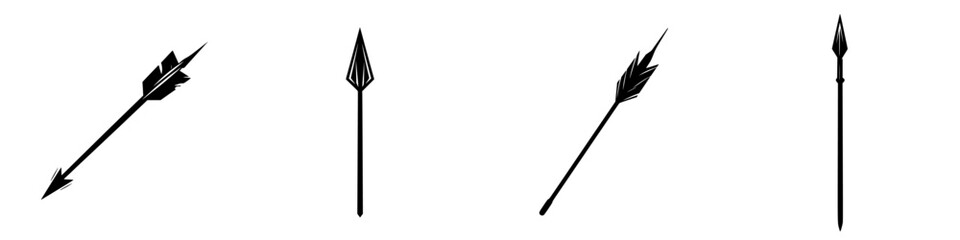 Collection of flat black arrow icons depicting different designs and styles for use in various graphic projects and applications