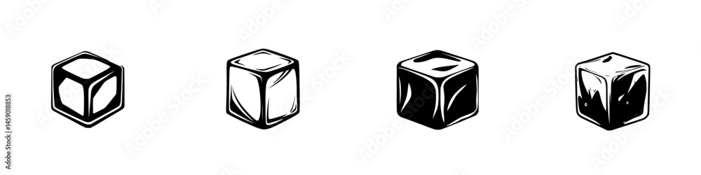 Aufkleber collection of flat black ice cube icons in various styles showcasing simplicity and elegance for des