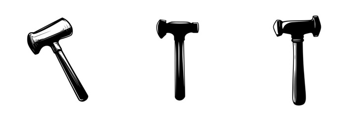 Tools of craft and construction displayed in flat black icon style for artistic inspiration and design purposes