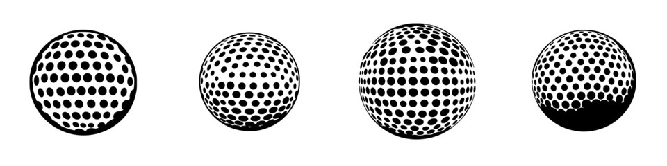 Unique flat black icon featuring multiple spheres with dotted patterns showcasing variation in design and appearance