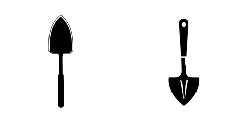Flat black gardening tool icons suitable for various applications in landscape design and outdoor activities