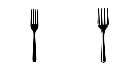 Fork icons designed in a flat black style for culinary graphics and dining applications