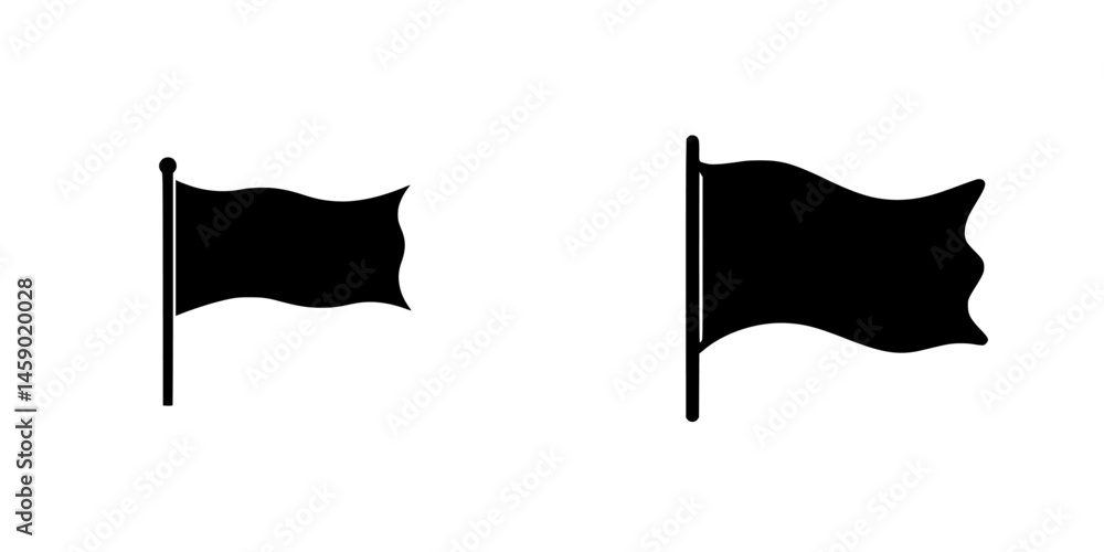 Poster black icon representing two flat flags displayed in a simple and minimalist style for graphic design