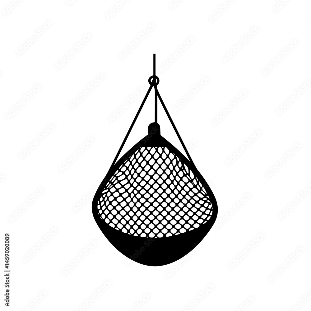 Poster hanging black icon of a basket with a net-like design suitable for various applications