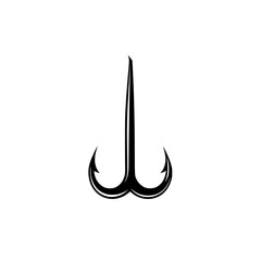 Obraz premium Icon representing a triple-pronged fishing hook designed for simplicity and clarity in black