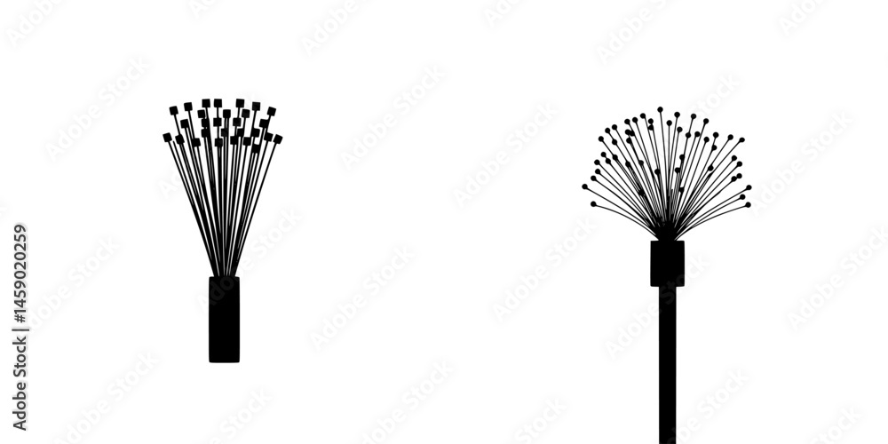 Poster iconic representation of modern design with flat black shapes representing various decorative elemen