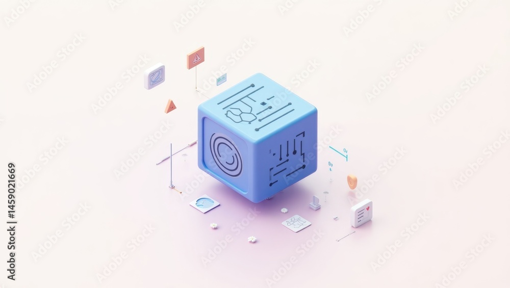 Poster abstract technology. digital cube. futuristic design. concept asset. suitable backgrounds. tech indu