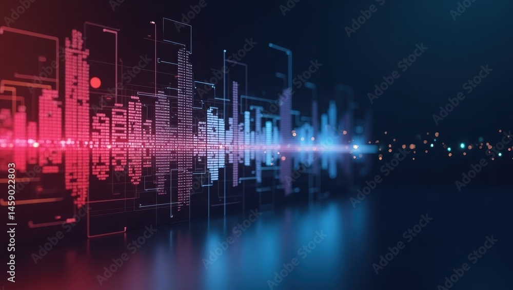 Poster digital waveform. futuristic background. technology concept. business design. data visualization. da