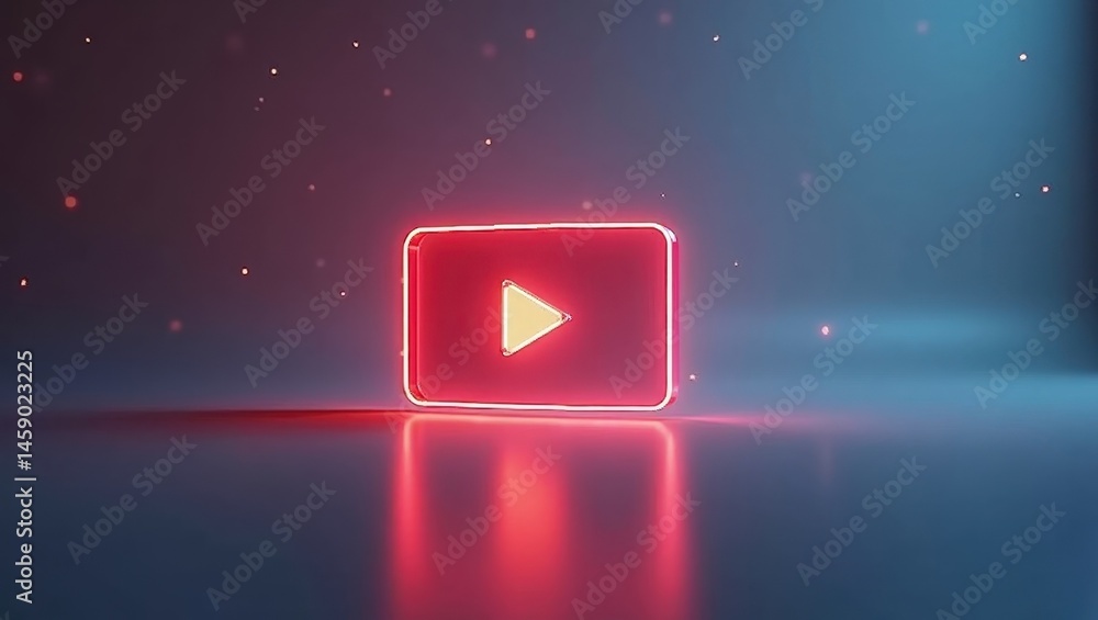 Poster neon icon. digital symbol. video platform. branding asset. marketing tool. technology sector. modern