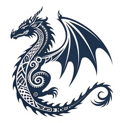 Fototapeta premium minimalist-dragon-silhouette-with-tribal-design-el