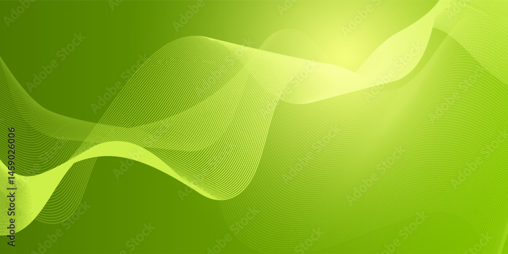 Poster dot green wave light screen gradient texture background. abstract technology big data digital backgr