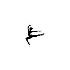 vector, isolated, silhouette of a girl child ballerina dancing 