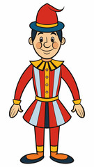 Circus performer smiling in colorful costume  