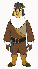 Falconer character standing confidently in a simple background  