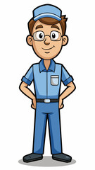 IT technician smiling in uniform with hands on hips  