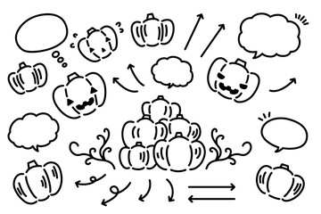 手描き風かわいいハロウィンのかぼちゃイラスト