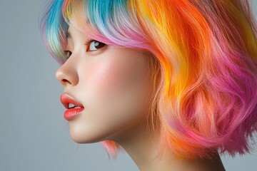 Fototapeta premium Colorful hair, stylish portrait