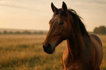 Obraz premium Majestic horse in serene landscape.