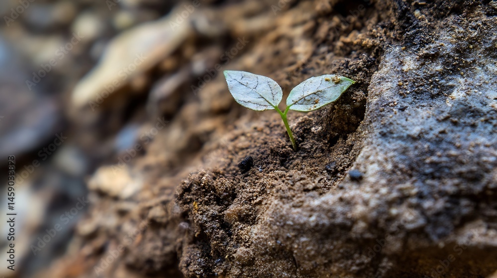 Poster a tiny sprout emerges from the earth, its delicate leaves unfurling in the sunlight, a symbol of new