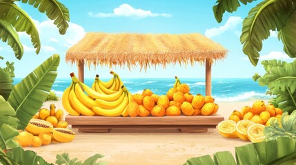 Tropical Fruit Stand on a Sunny Beach