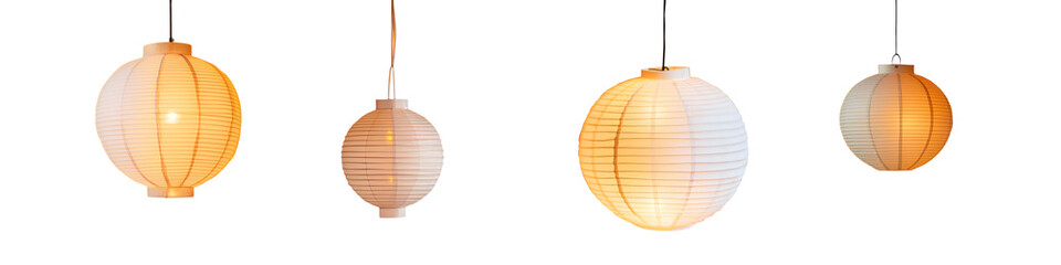 Modern minimalist paper lantern pendant lights hanging in interior