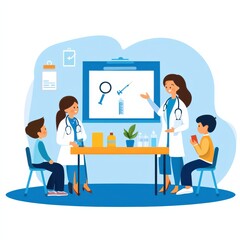 Interactive health education session for children virtual classroom illustration engaging informative