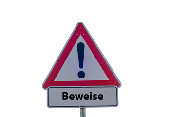 Beweise Schild freigestellt