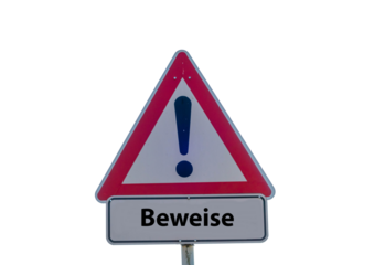 Beweise Schild freigestellt