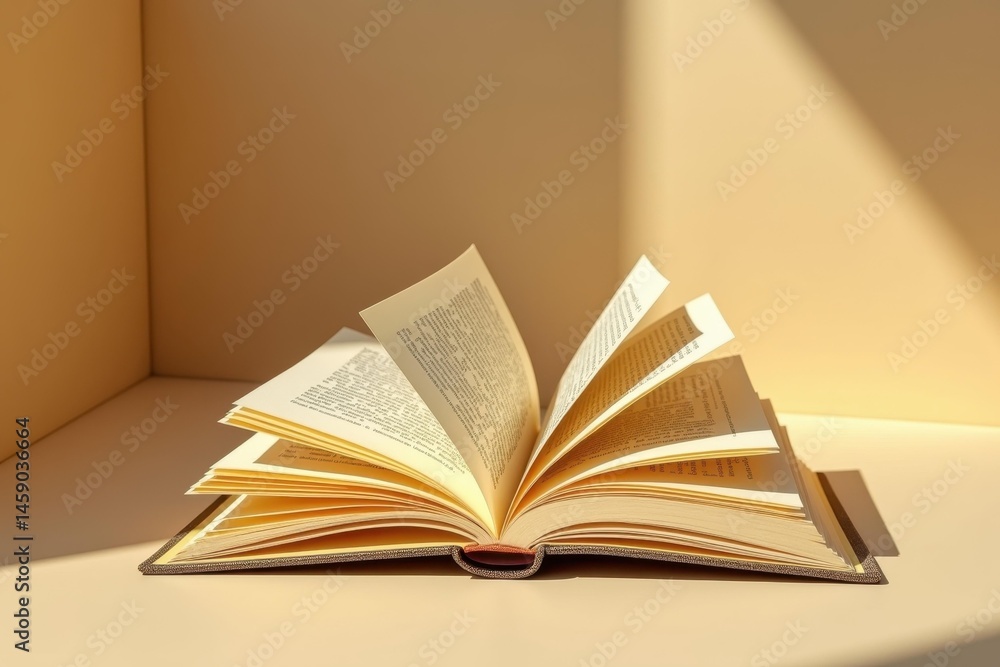 Fototapete knowledge in light.. open book basks in sunlight, symbolizing knowledge illuminated by warmth and un