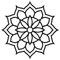 Geometric Mandala Line Drawing