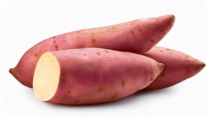 fresh and organic yam tubers isolated on transparent background