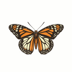 Obraz premium Hand Drawn Illustration Of A Monarch Butterfly In Vibrant Orange And Black Colors