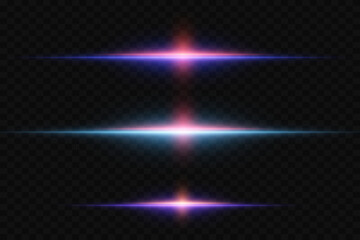 Glowing blue and red stripes. Horizontal neon rays. Vector.EPS 10.