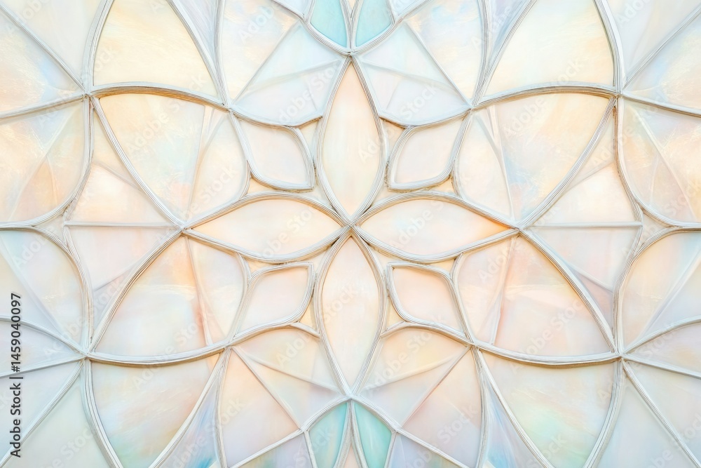 Aufkleber abstract pastel stained glass pattern with symmetrical design, creating a calming and elegant visual