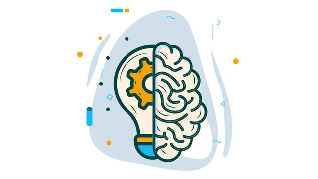 Genius Mindset Brainstorming animation, creativity technique to suggest ideas animated video Artificial intelligence Clip Natural Language Processing footage Machine Learning motion graphics