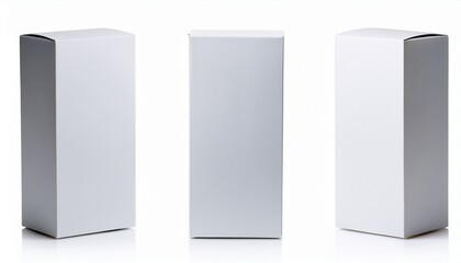 Naklejka premium white paper box tall shape packaging isolated on white