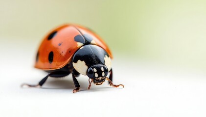 Fototapeta premium Close-up of a single ladybug on white background, close-up, photography